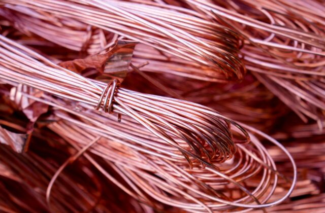 Close-up of copper wire strands