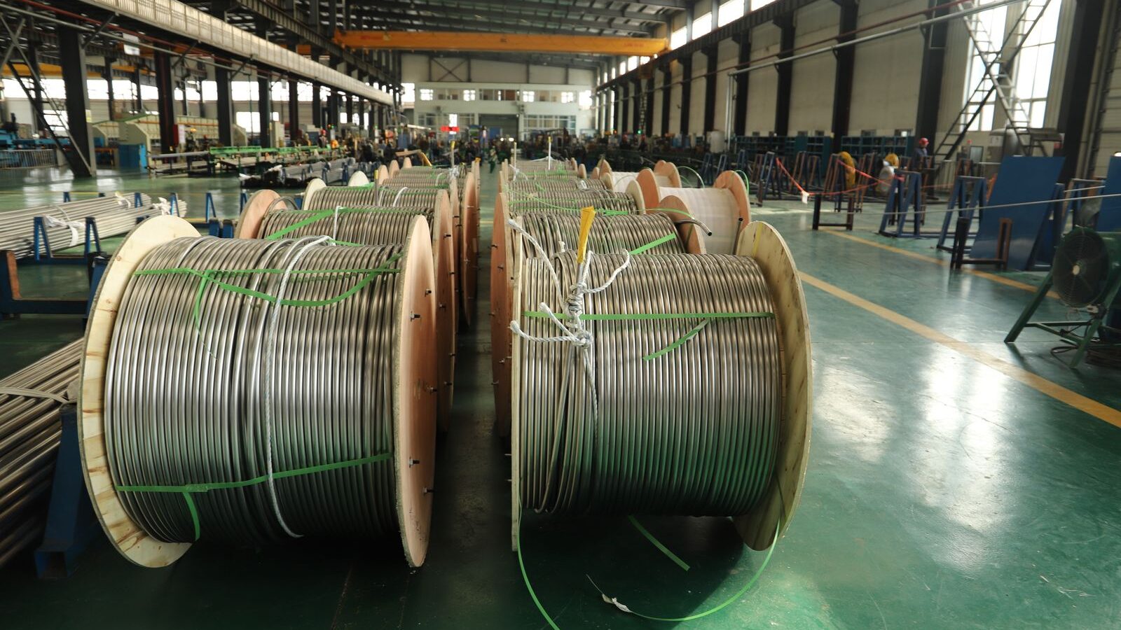 Cable reels in a manufacturing facility